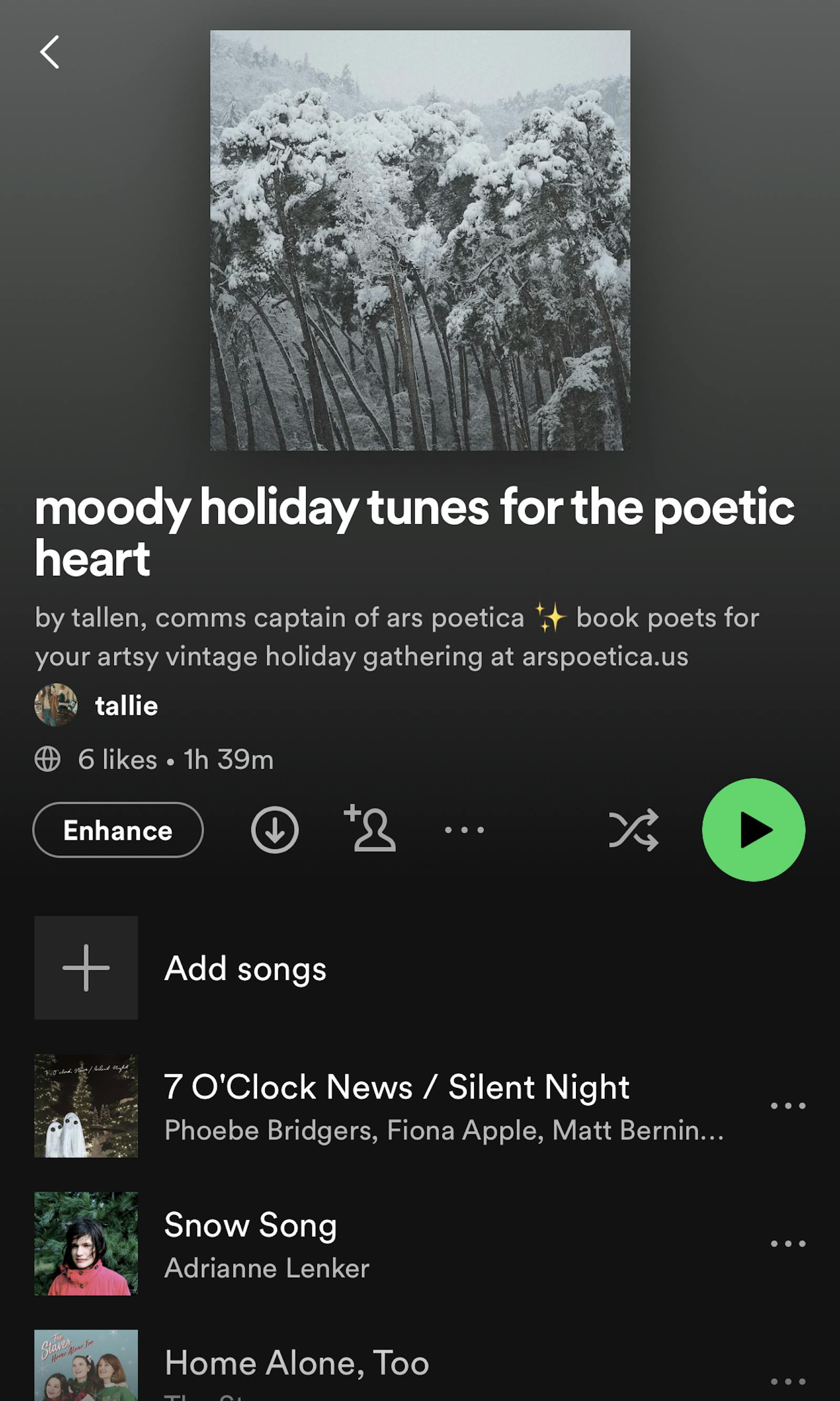 moody holiday tunes for the poetic heart