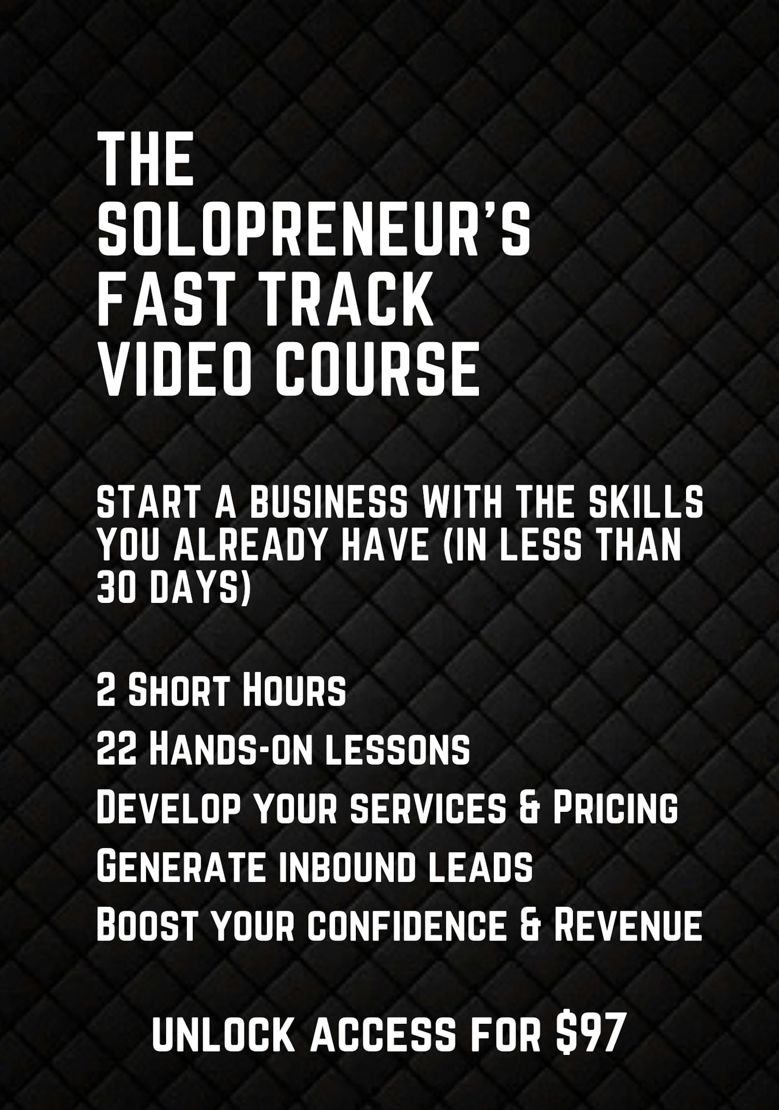 Start a business with the skills you already have (and enjoy) in less than 30 days.