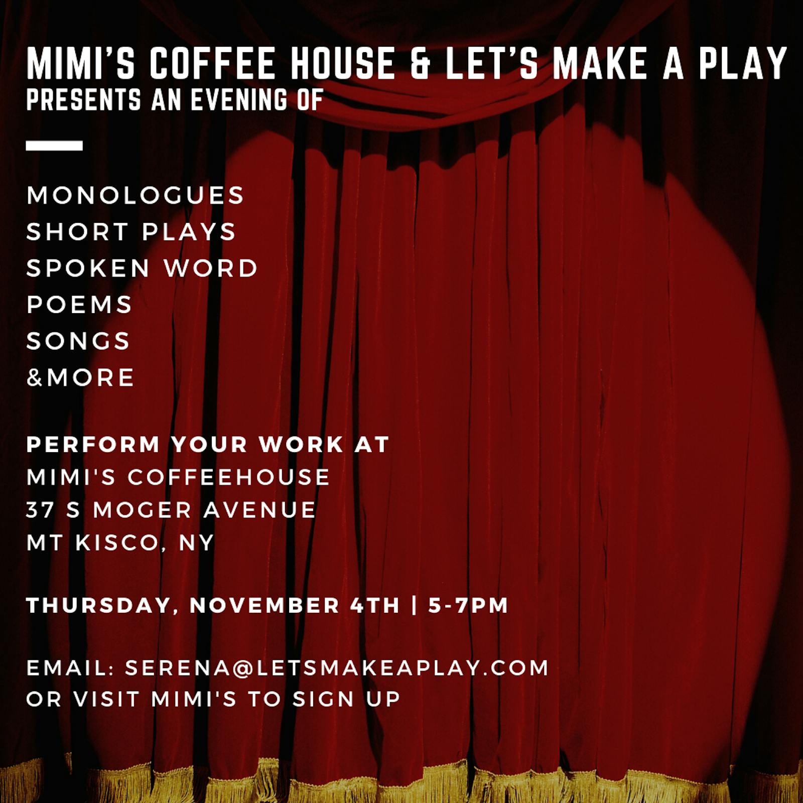 Theatre Night at Mimi's Coffee House in #MountKisco
